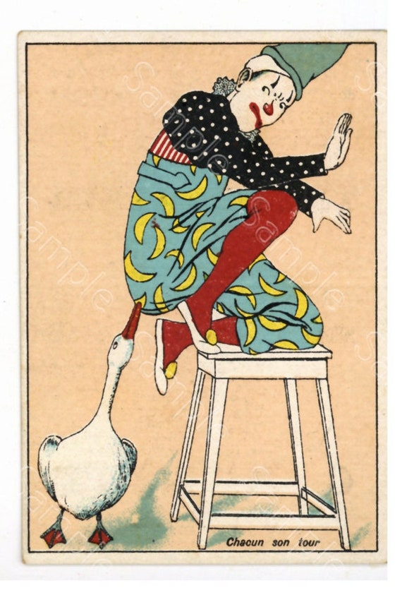 Antique Victorian Trade card chromo Clown