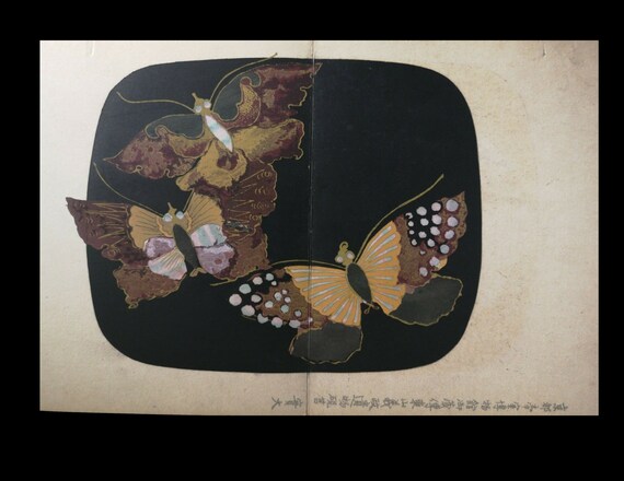 Antique Woodblock Print Books Three original volumes Meiji period , Japanese Pattern designs over 145 pages of prints