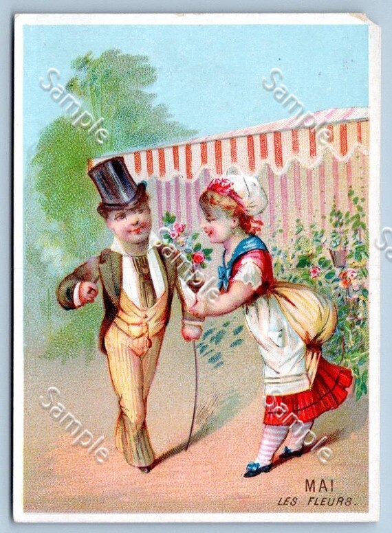 Antique Victorian Trade card chromo French children