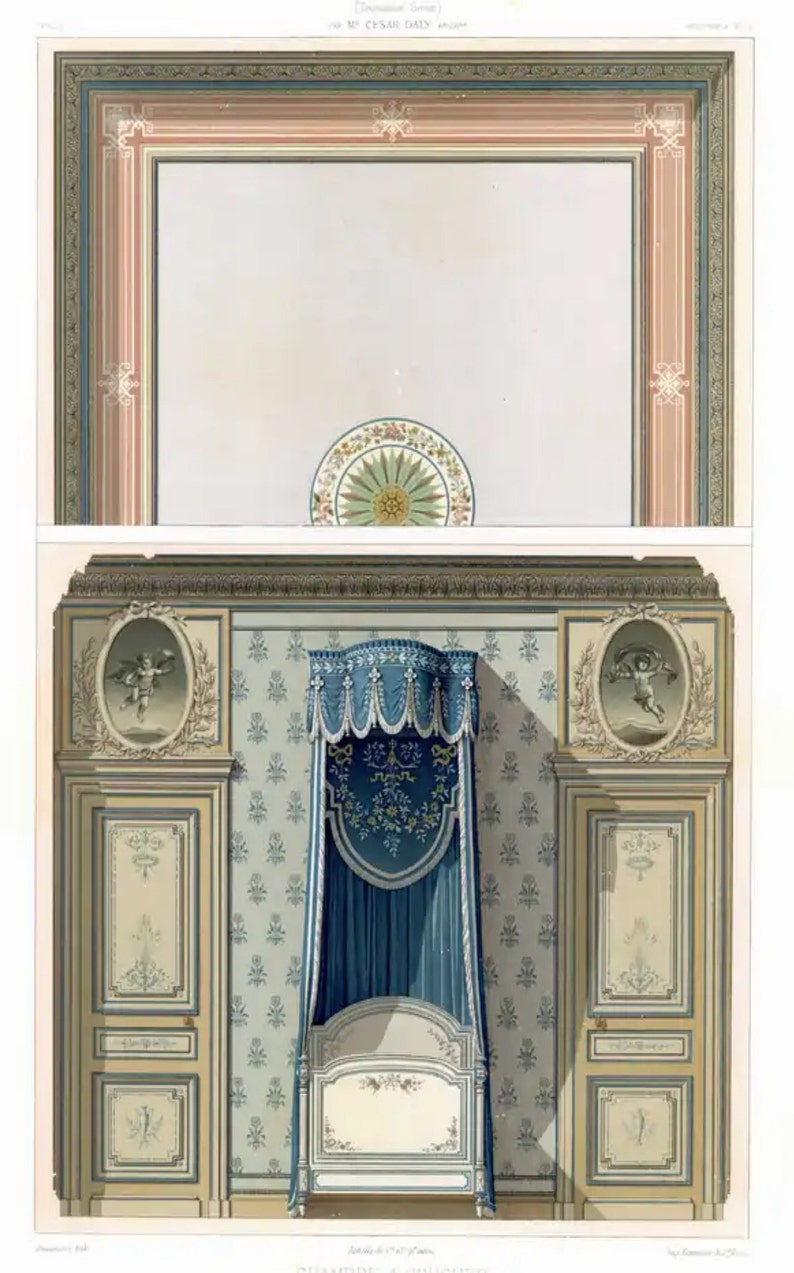 Antique 19th Century Interior Decoration L'architecture Privée Au Xixe