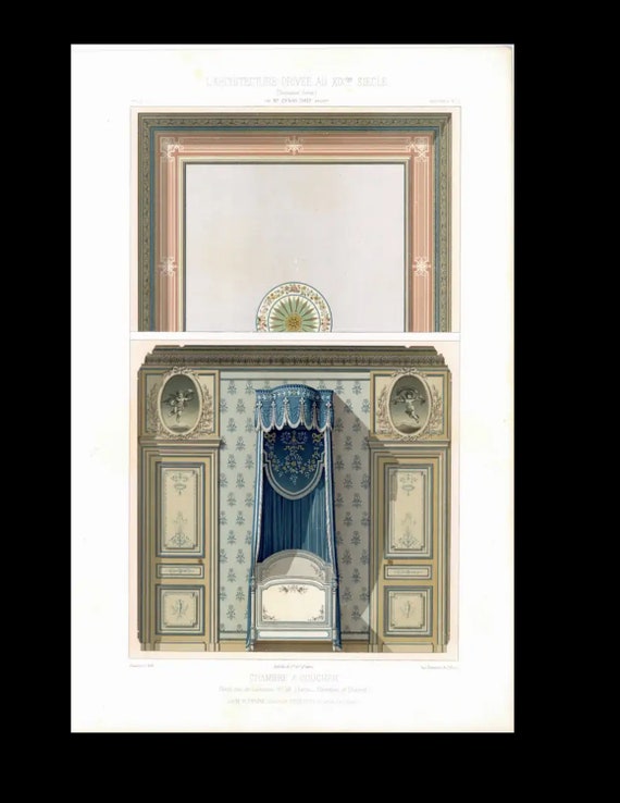 Antique 19th century Interior Decoration L'Architecture privée au XIXe Siècle Paris