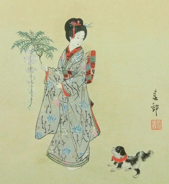 Japanese woodblock print Beautiful woman