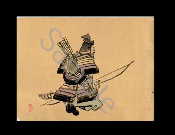 Antique rare Japanese Woodblock Print warrior