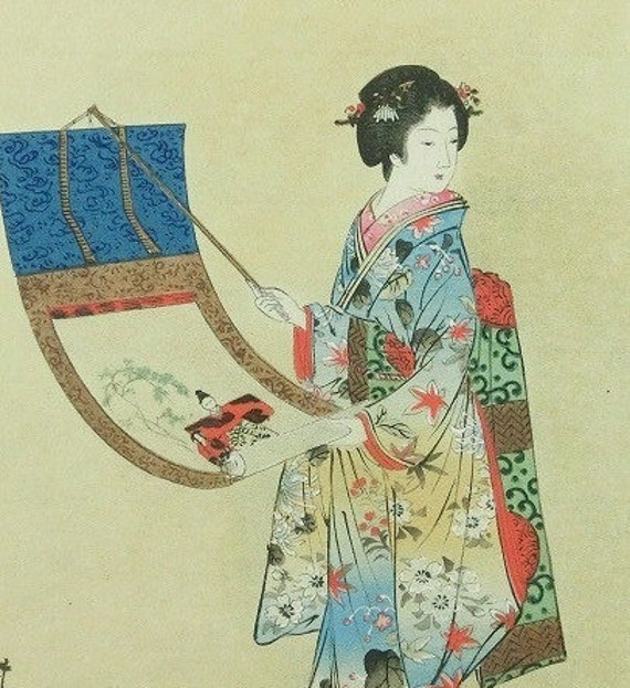 Japanese woodblock print,Beautiful woman