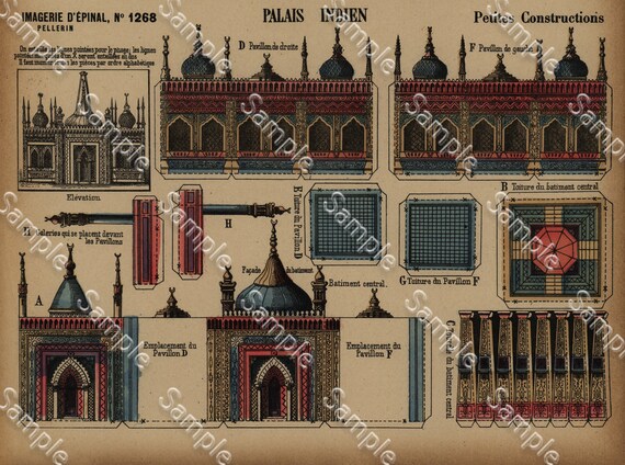 Original Antique Architectural Print Petites Constructions Le Grand Marabout