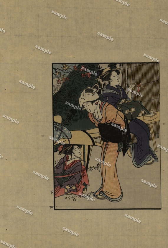 1920  Woodblock print master Kitagawa Utamaru Large folio size