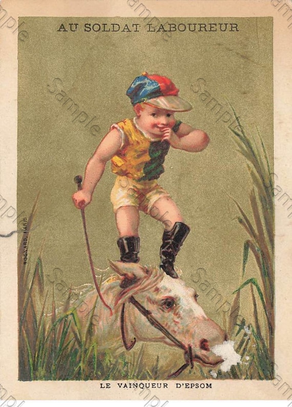 Rare  Victorian Trade card Boy head of horse