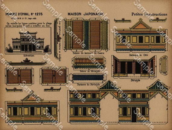 Original Antique Architectural Print Petites Constructions Le Grand Marabout