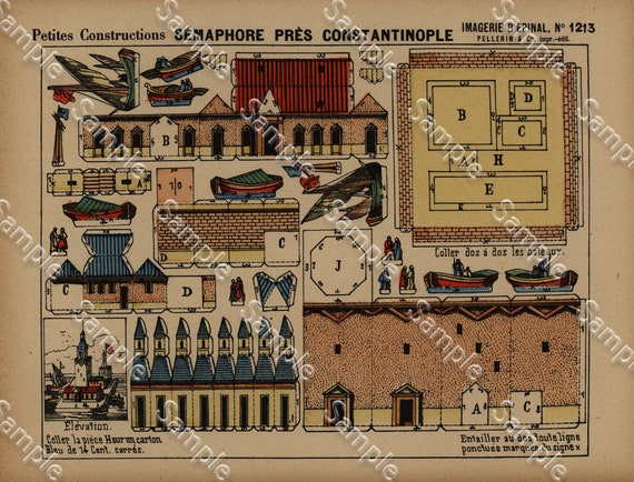 Original Antique Architectural Print Petites Constructions Le Grand Marabout