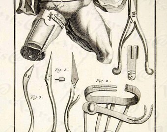 Original Copper Engraving Antique Surgical Instruments Leg Amputation  From Famous Encycolopedia of  Diderot