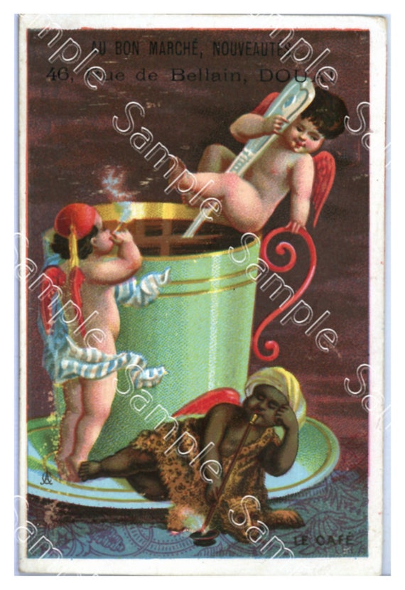 Rare  Victorian Trade card angels cupdis