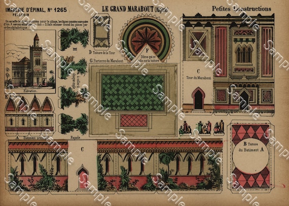 Original Antique Architectural Print Petites Constructions Le Grand Marabout