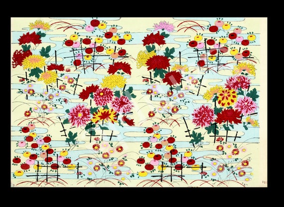 Japanese woodblock print Flower patterns