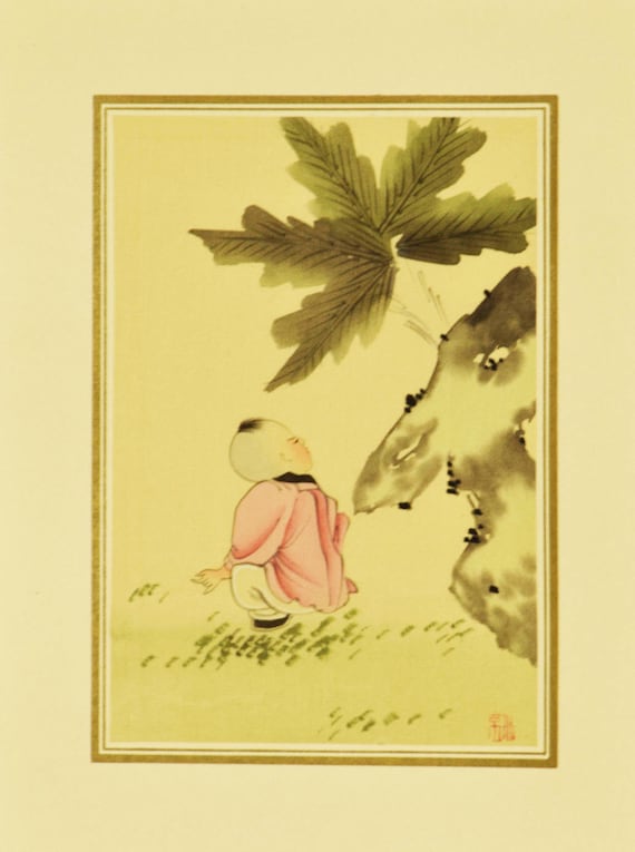 20th Century,Original Chinese Watercolor Silk Painting Matted