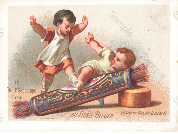 Rare  Victorian Trade card children playing