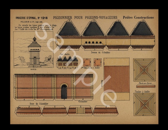 Original Antique Hand Colored Architectural Print Petits constructions Dovecote for Traveling Pigeons