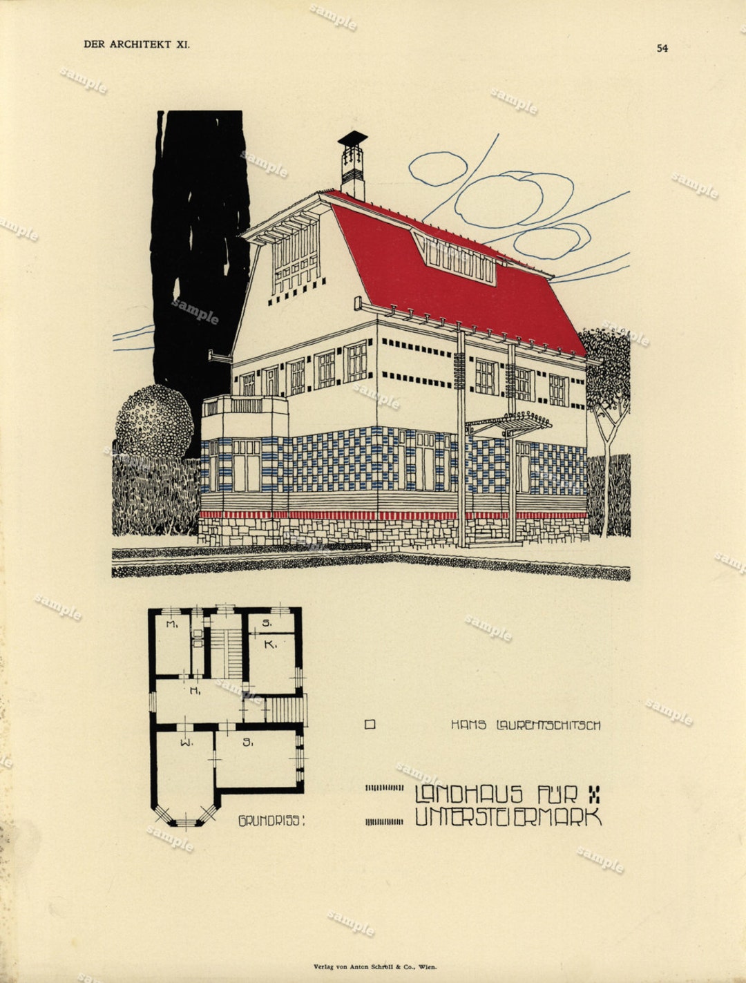 1905 Original Architecture Color Lithograph Decorative Art Etsy