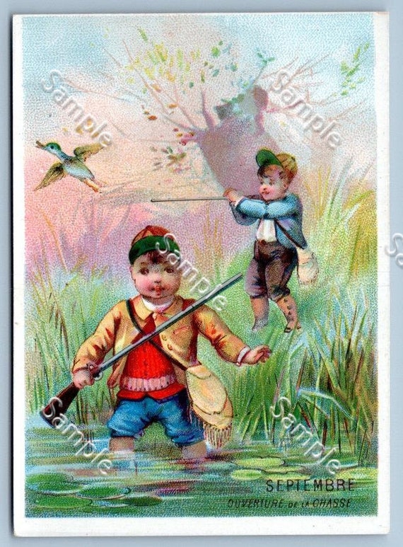 Antique Victorian Trade card chromo French children