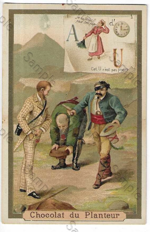 Rare  Victorian Trade card  french people
