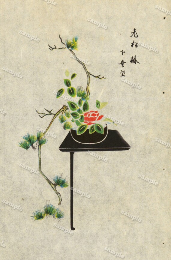 Flower arrangements   Japanese woodblock Print vases