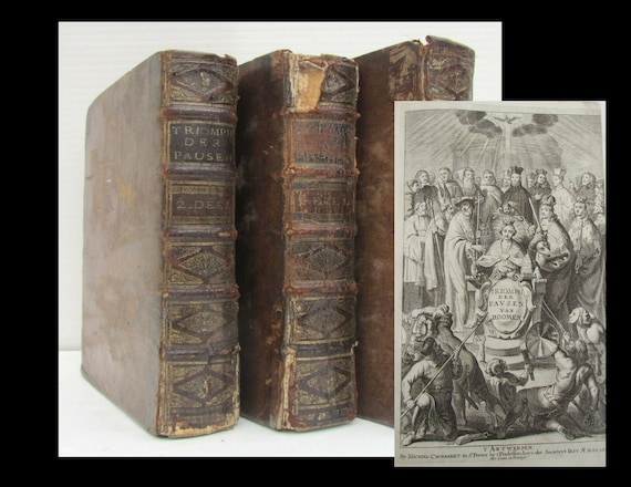 Three Rare volumes TRIUMPH of POPES antique FOLIO illustrated over 100 engravings circa 1678