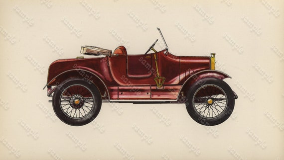 1975  Cars Lithographs  1914 Durkopp Knipperdolling  Original From First Edition.