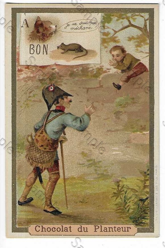 Rare  Victorian Trade card  man talking to boy