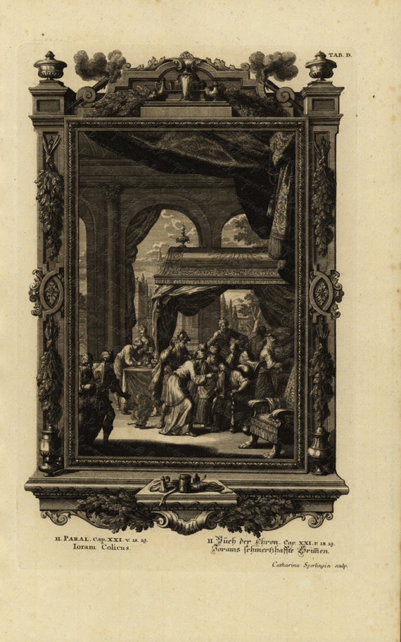 Original   Physica Sacra  Original Large Folio Engraving -  Biblical engraving   - 1731 - Iroam Colicus