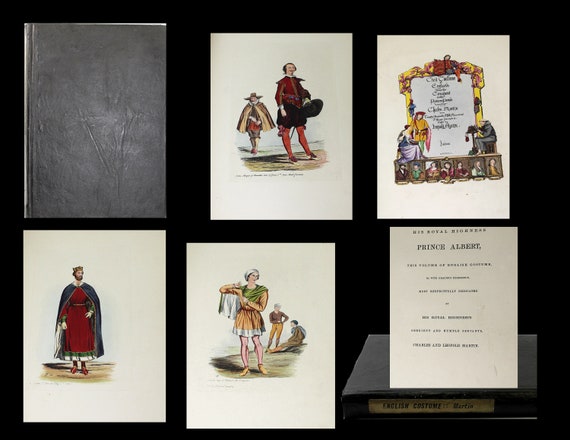 19th Century,Original,Antique,costume,complete book,Civil costume of England