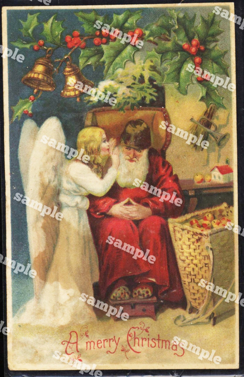 1900 Antique Santa Post Card From 1900/'s Original And Rare Greetings Joyous Christmas USED Card In a plastic sleeve Rare