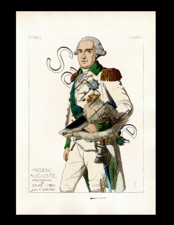 Raphael Jacquemin Antique French Hand Colored Original Costume Print Frederic Auguste