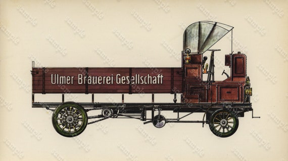 1975  Cars Lithographs 1913 Busing Truck  Original From First Edition.