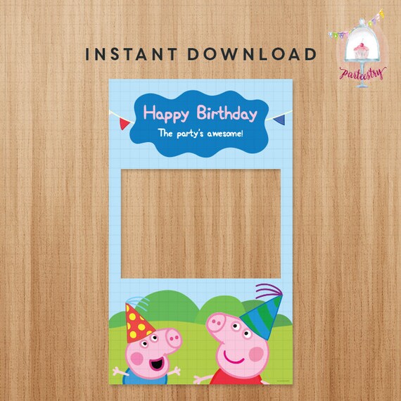 Peppa Pig Photobooth Prop - Printable Photobooth Sign Board Il_570xn