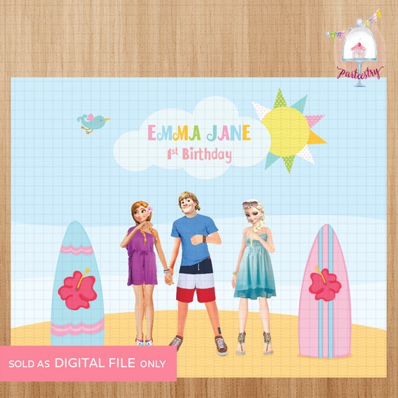 Summer Frozen Backdrop Banner - Printable Backdrop Banner Il_570xn