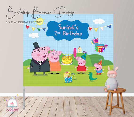 Peppa Pig Backdrop Banner - Printable Backdrop Banner Il_570xn