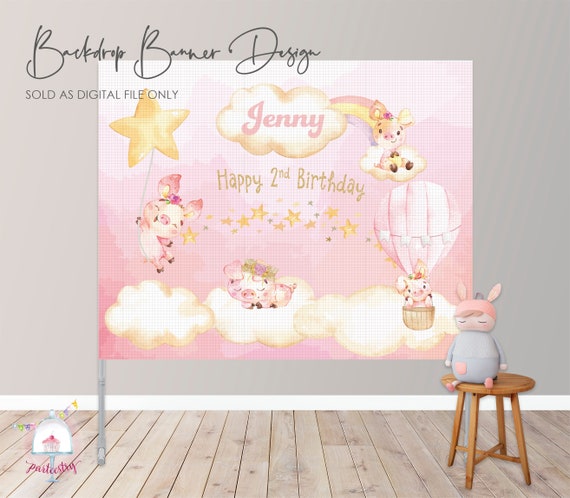 Sleepy Piggie Backdrop Banner - Printable Backdrop Banner Il_570xn