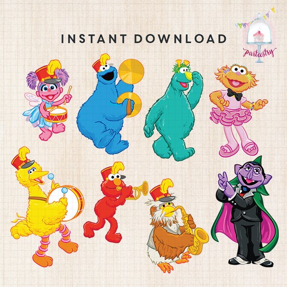 sesame street characters clipart v2 etsy
