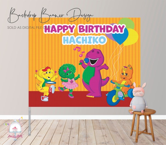 Purple Dino & Friends Backdrop Banner - Printable Backdrop Banner Il_570xn