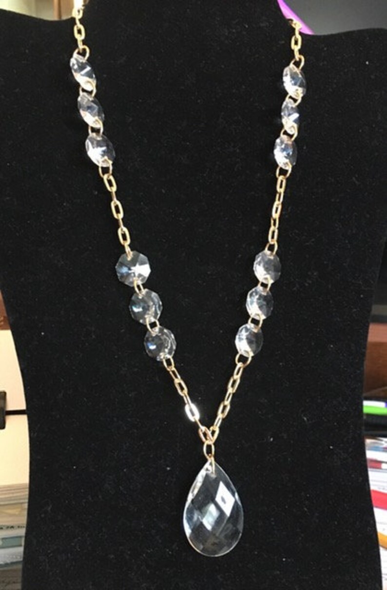 VINTAGE CHANDELIER CRYSTAL Necklace Etsy UK