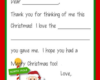 kids fill in the blank thank you note cards for boys sports etsy thank you santa claus