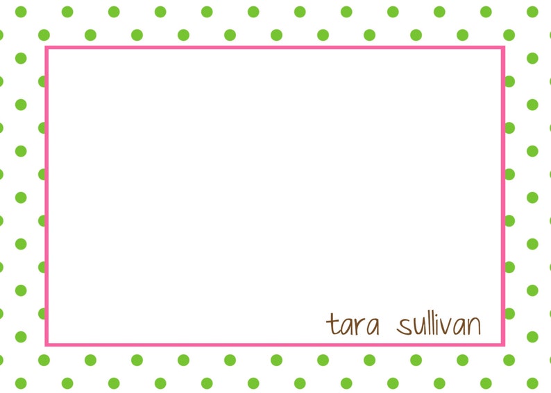 size A7 Personalized Polka Dot Flat Note Cards