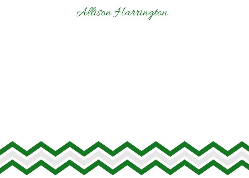 Personalized Blue /& Gold Chevron Stationery 5x7 Note Cards