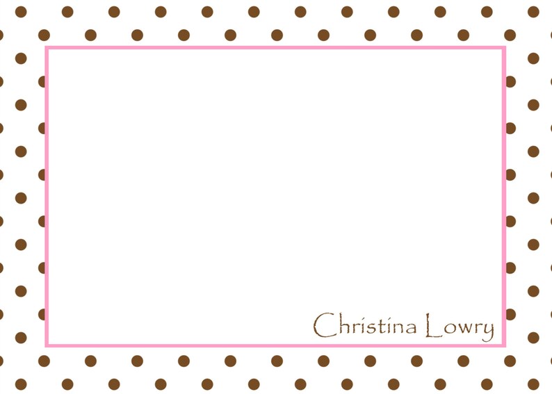 size A7 Personalized Polka Dot Flat Note Cards