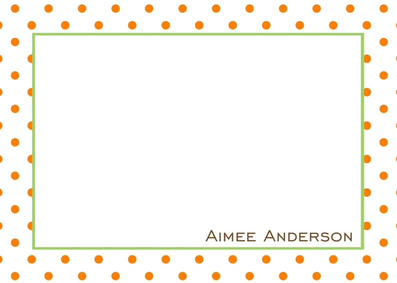 size A7 Personalized Polka Dot Flat Note Cards