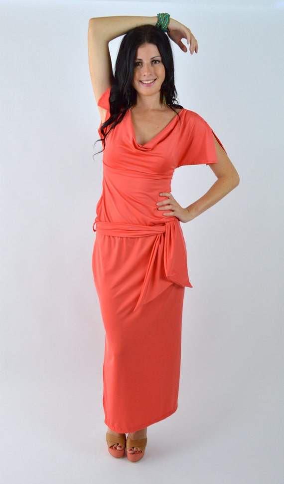 salmon maxi dress
