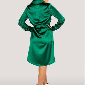 Jackie" Trench Coat Dress Emerald Green