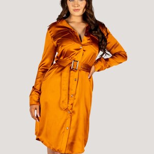 Jackie" Trench Coat Dress Rusty Orange