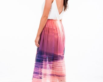 Wrap chiffon skirt "Angel" Sunset print