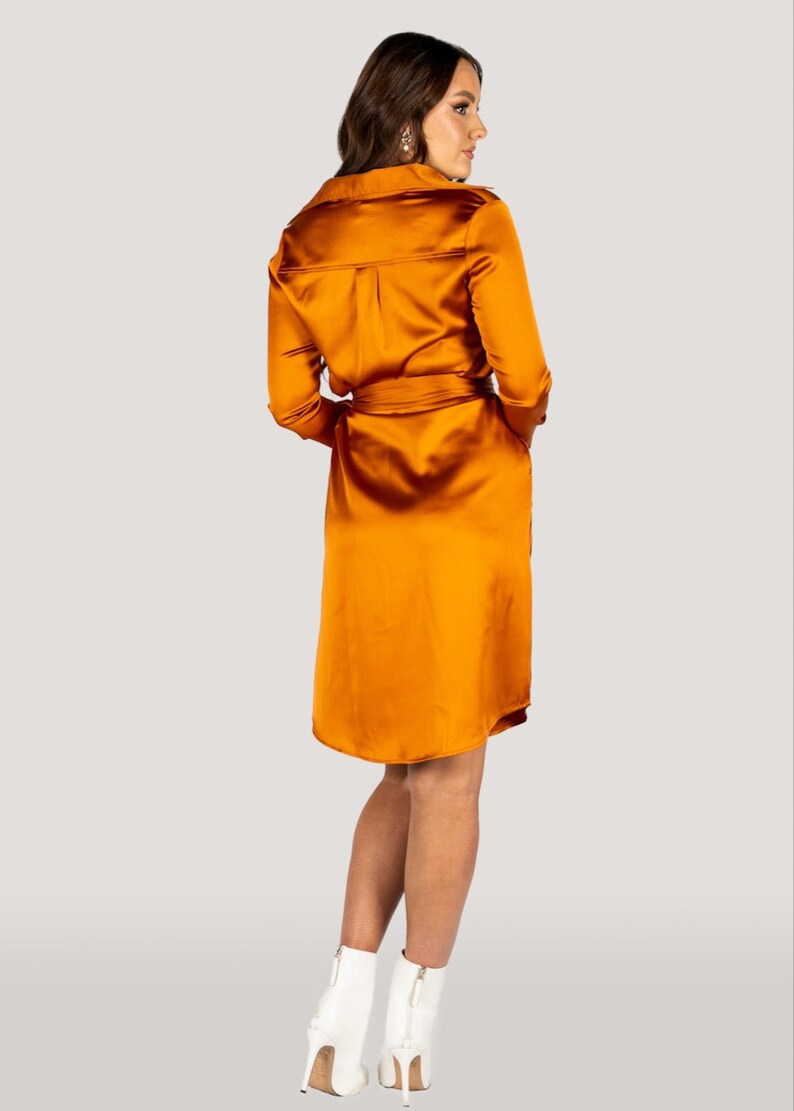 Jackie" Trench Coat Dress Rusty Orange