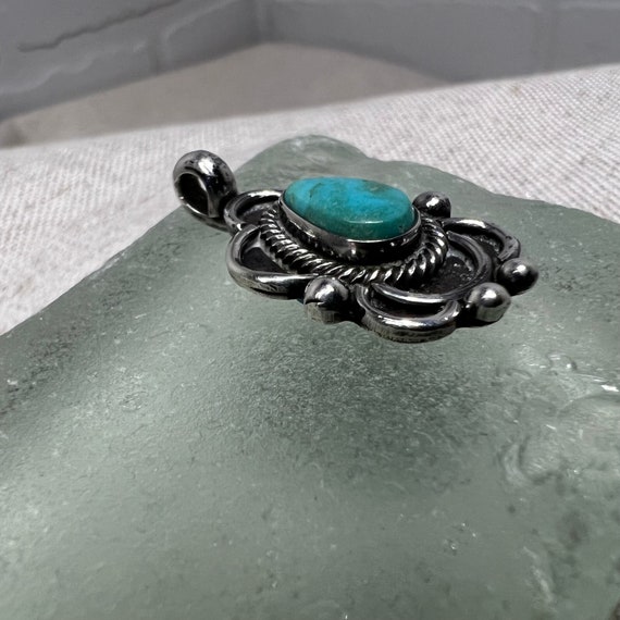 Turquoise Pendant Sterling Silver Native American… - image 3
